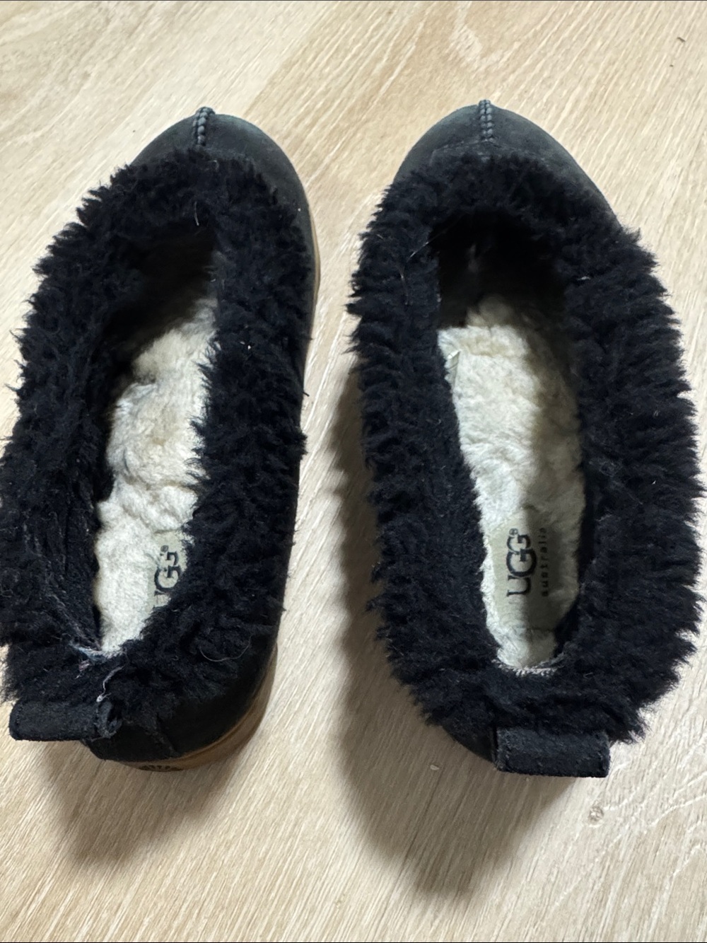 UGG Black Shearling-Trim Suede Slip-Ons - Picture 5 of 6